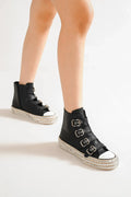 Studded Platform Sneakers With Multi Buckles - Southern Shores Clothing