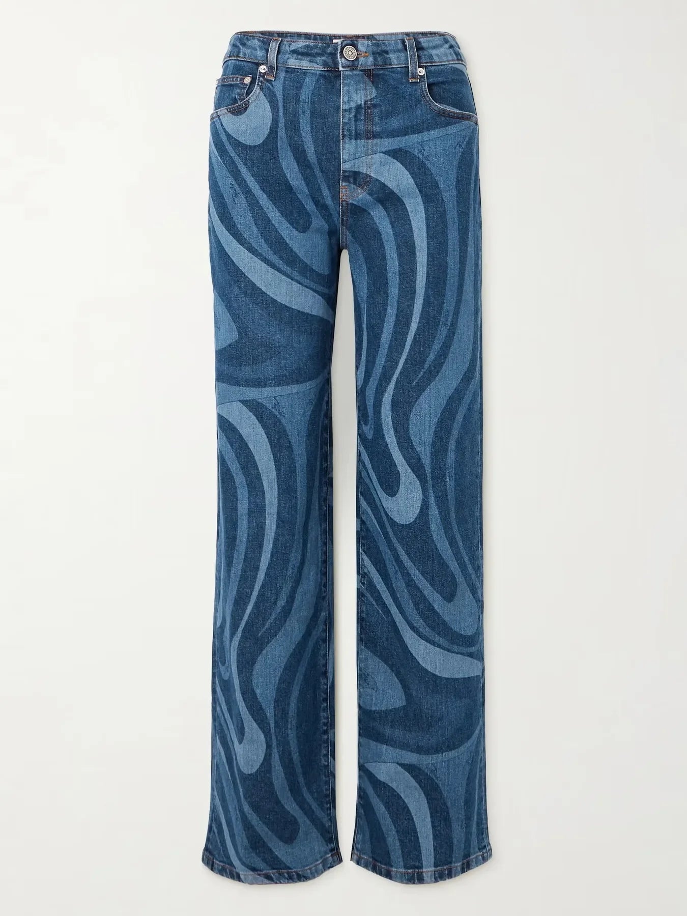Ocean Water Ripples Print Wide Leg Denim Jeans - Southern Shores Clothing