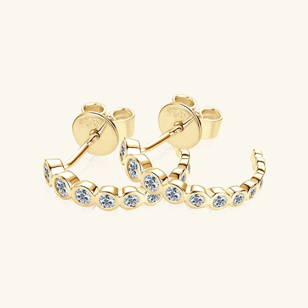 Moissanite Inlaid Sterling Silver Hoop Earrings - Southern Shores Clothing