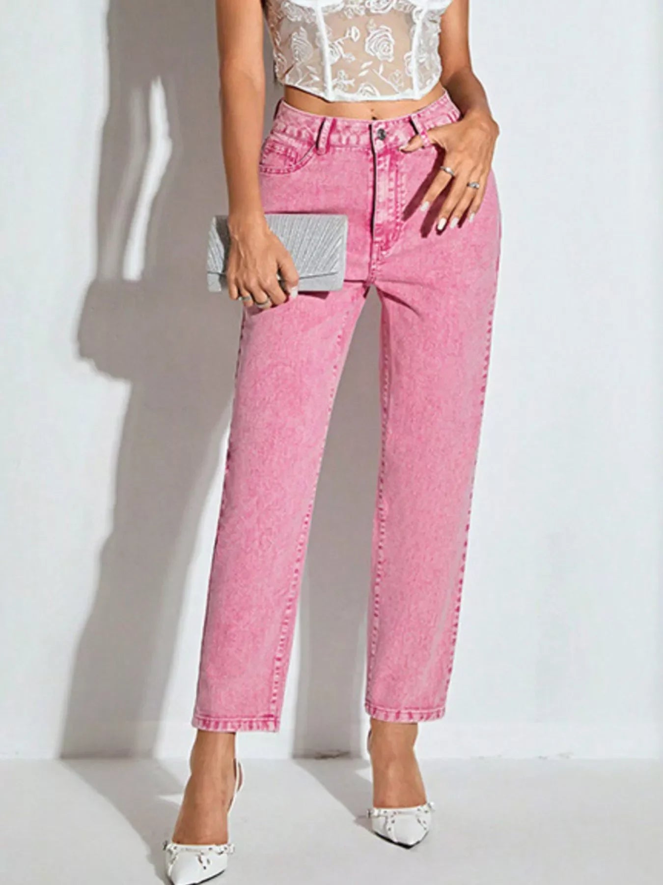 Charleston Inspired High-Waisted Straight-Leg Denim Jeans - Southern Shores Clothing