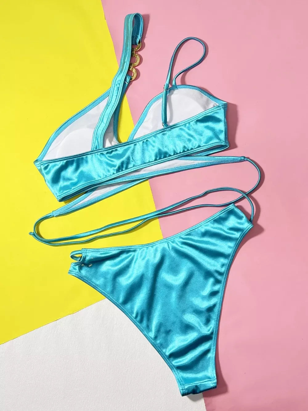 Two-Piece Chain Detail Crisscross Bikini Set With Removable Pads - Southern Shores Clothing