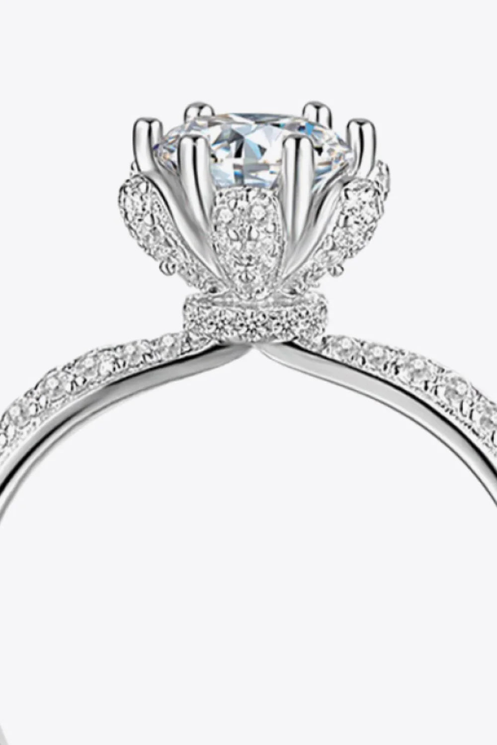 Platinum-Plated Moissanite Ring With Minimalist Design - Southern Shores Clothing