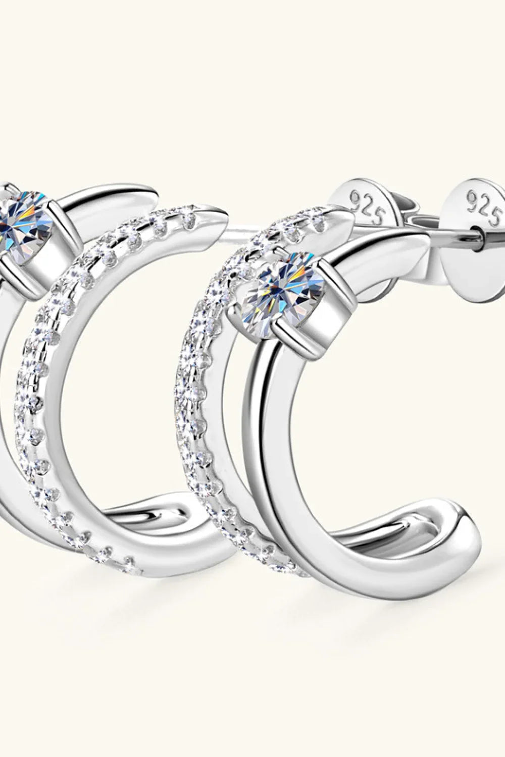 Moissanite Sterling Silver C-Hoop Earrings - Southern Shores Clothing