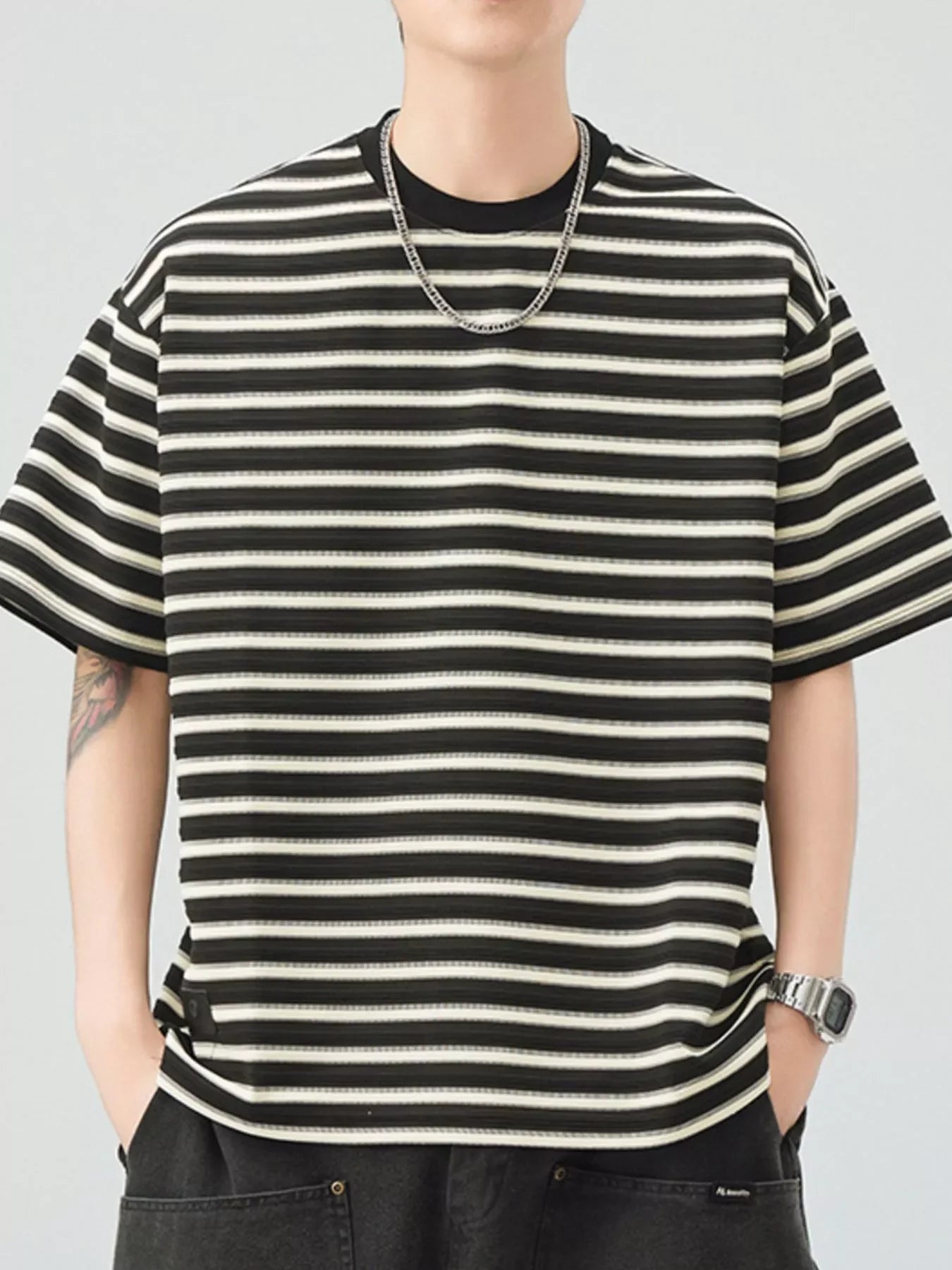 Plus Size Striped Oversized T Shirt With Relaxed Fit - Southern Shores Clothing