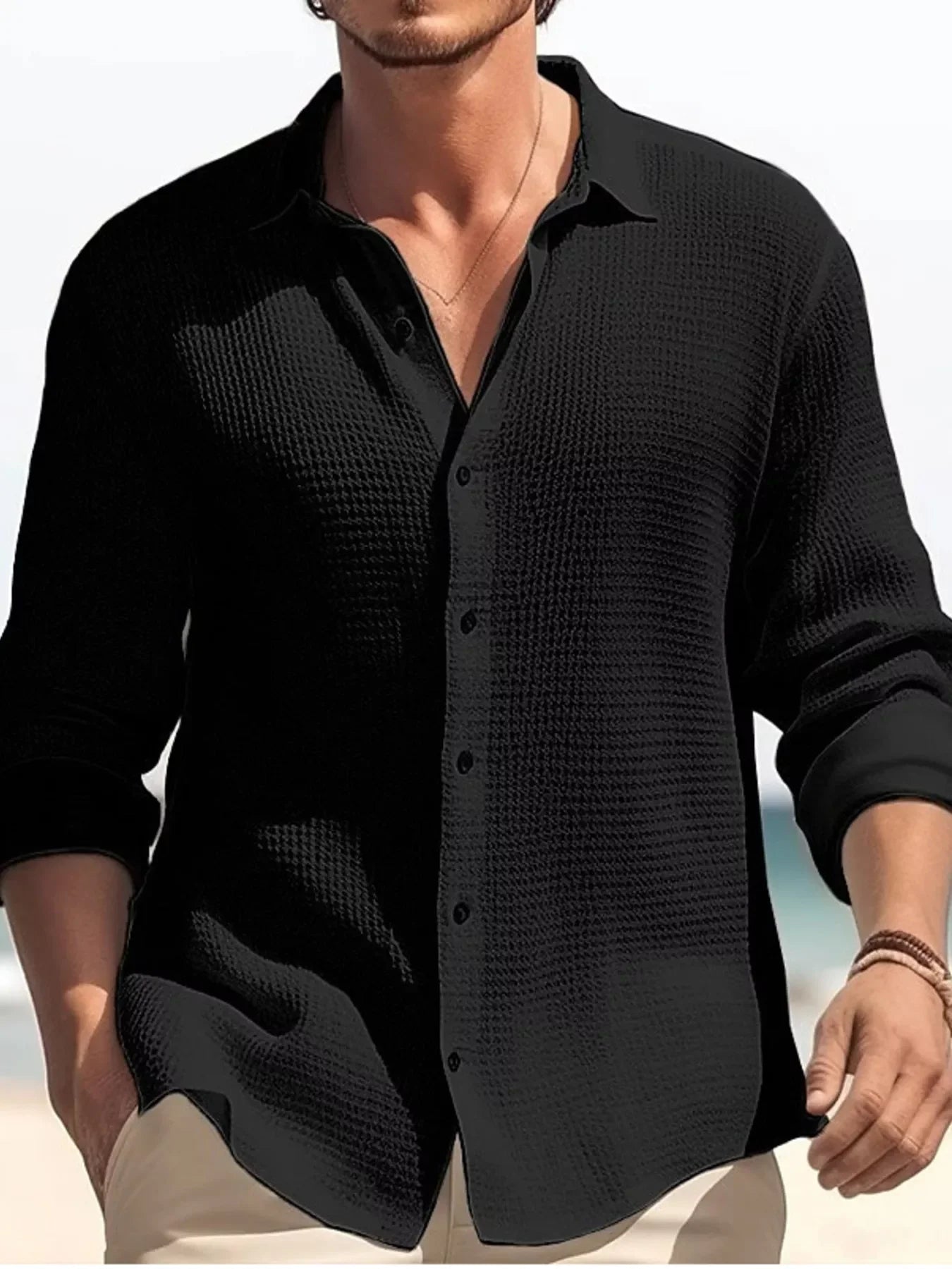 Plus Size Cotton Button Up Long Sleeve Shirt - Southern Shores Clothing