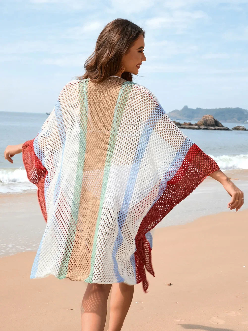 Stretchy Openwork Plunge Beach Cover-Up One Size - Southern Shores Clothing