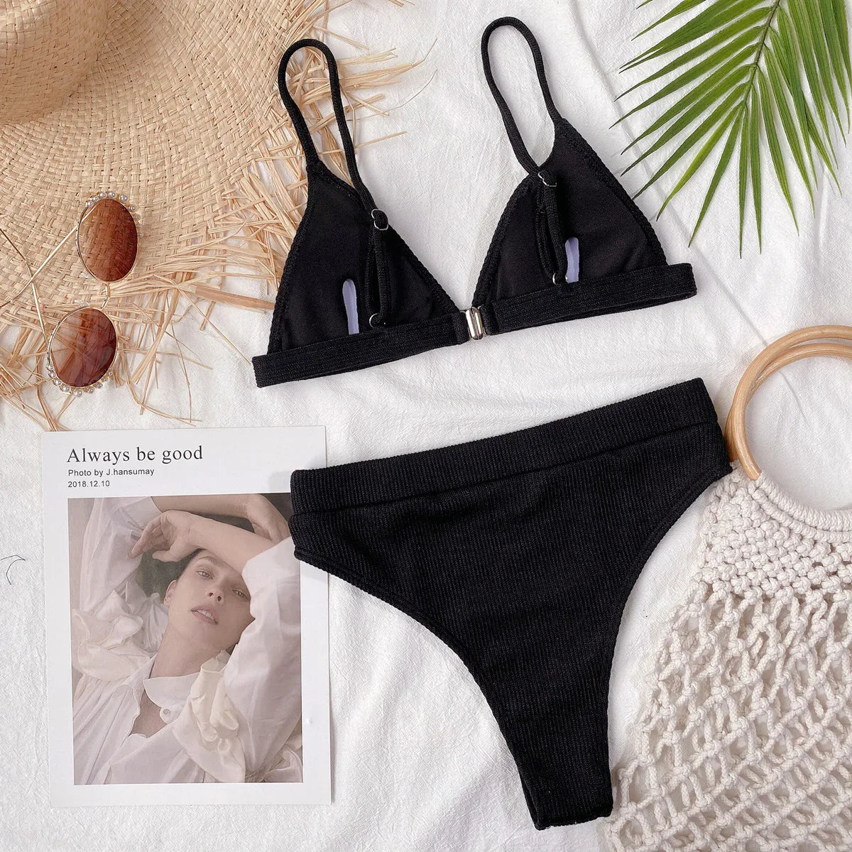 Highly Stretchy Ribbed Spaghetti Strap Bikini Set - Southern Shores Clothing