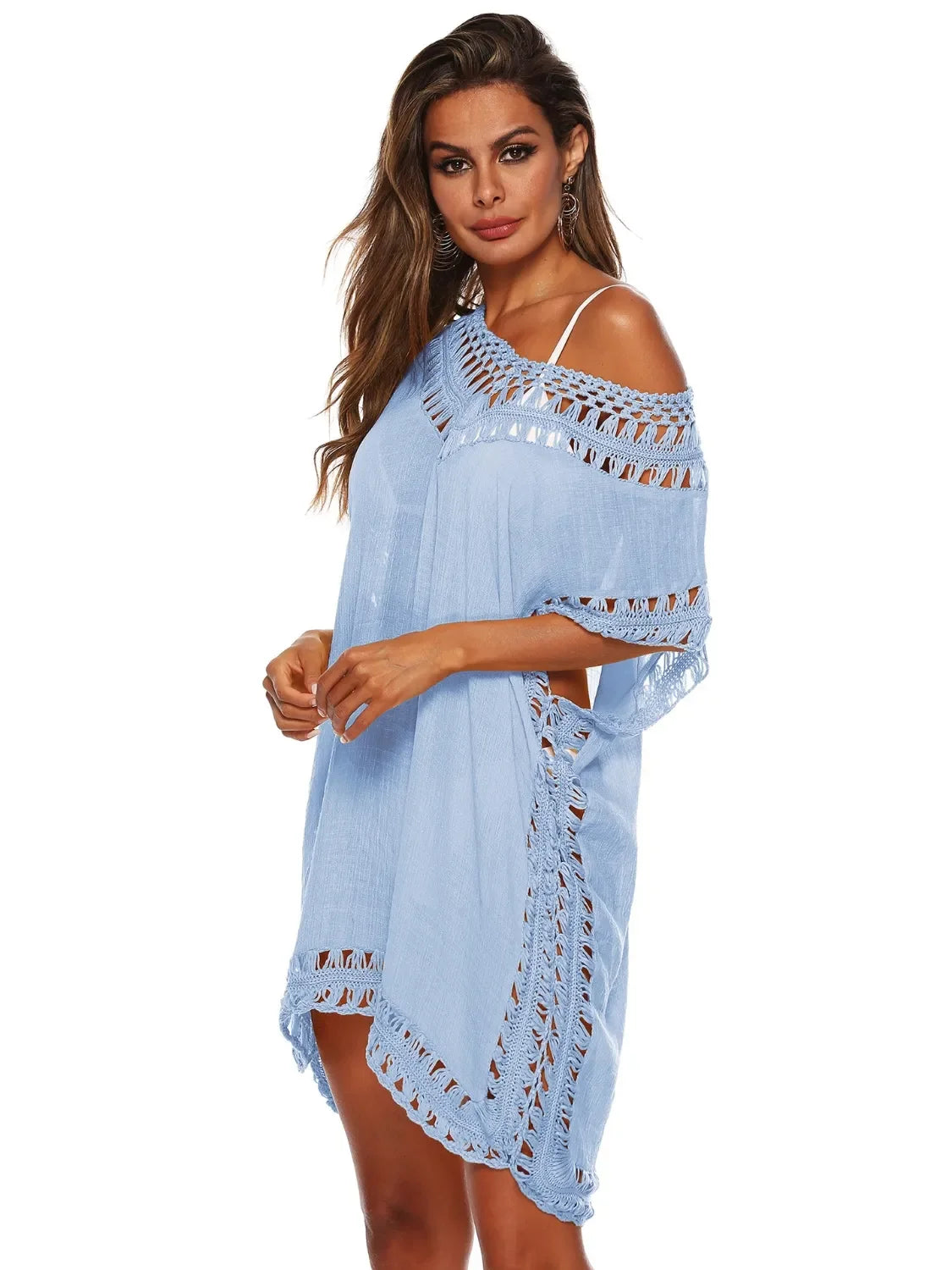 Bohemian Crochet Trim Beach Cover-Up One Size - Southern Shores Clothing