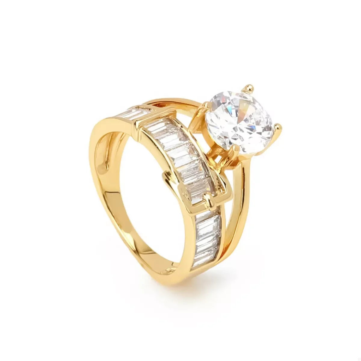 18K Gold Plated Zircon Ring With Slim Band Coastal Shine - Southern Shores Clothing