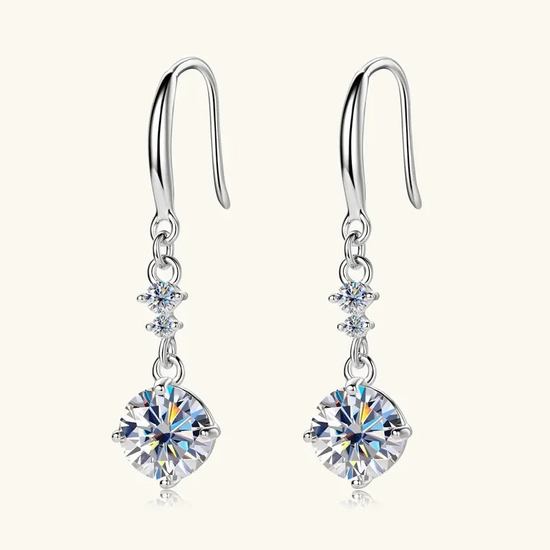 Radiant 2 Carat Moissanite Sterling Silver Earrings - Southern Shores Clothing