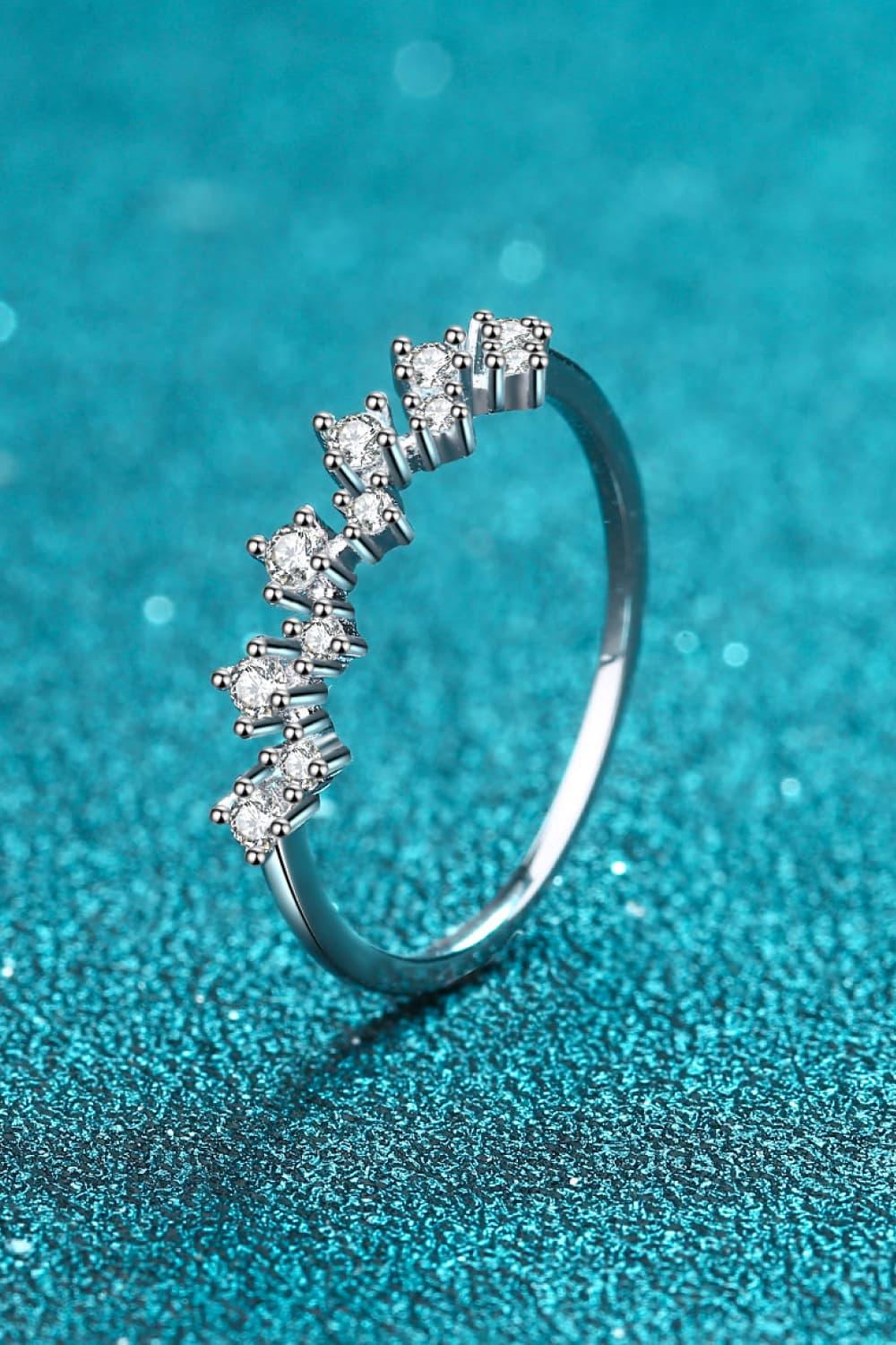 Minimalist Moissanite Ring, Rhodium-Plated Sterling Silver - Southern Shores Clothing