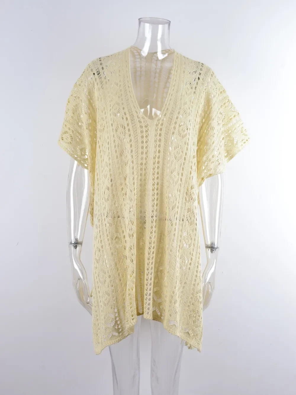 Angel Wings Cutout V-Neck Cover-Up With Tassel - Southern Shores Clothing