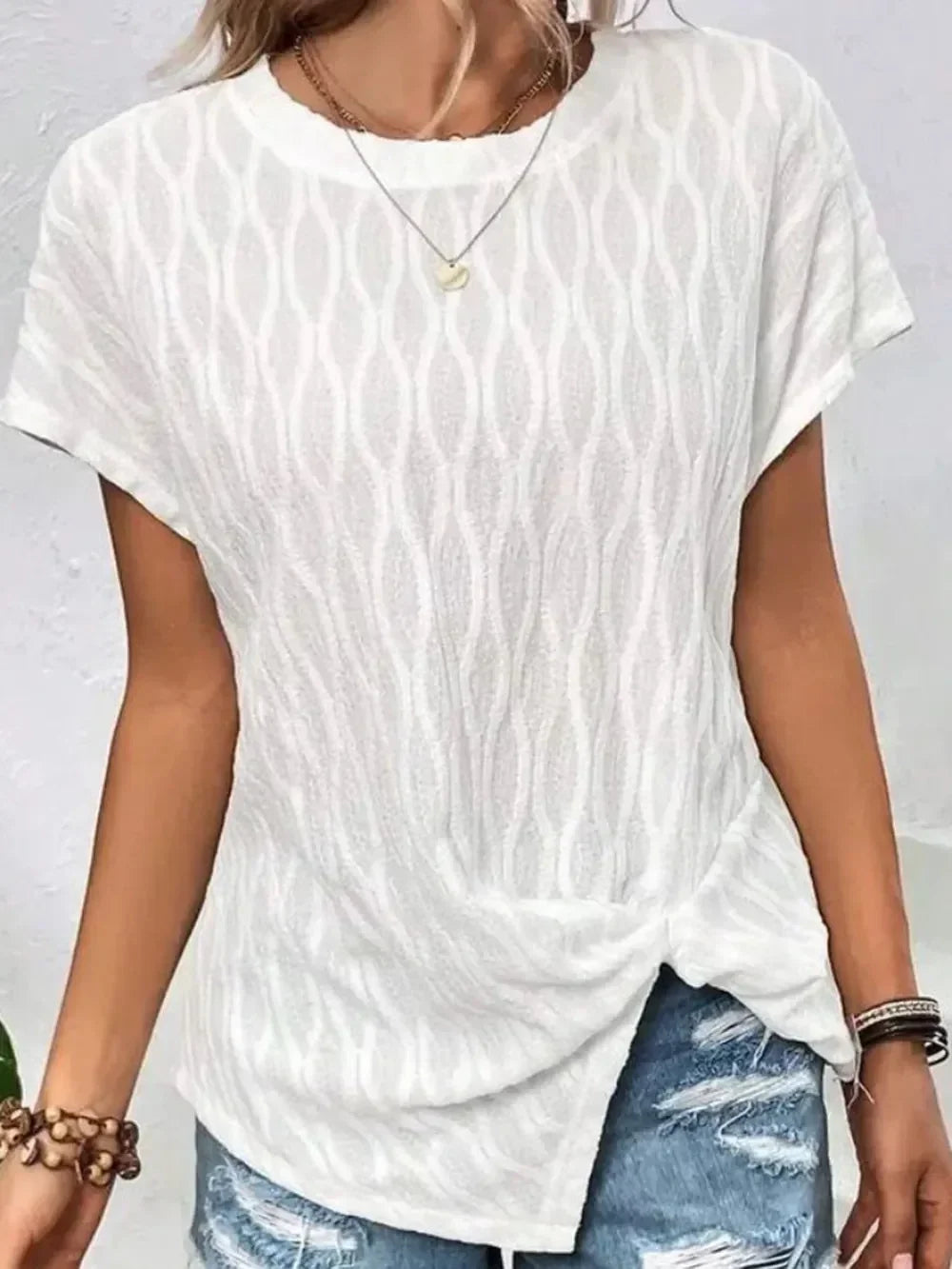 Full Size Round Neck Short Sleeve T-Shirt - Southern Shores Clothing