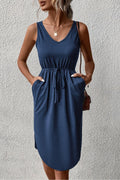 Perfee V-Neck Curved Hem Sleeveless Dress - Southern Shores Clothing