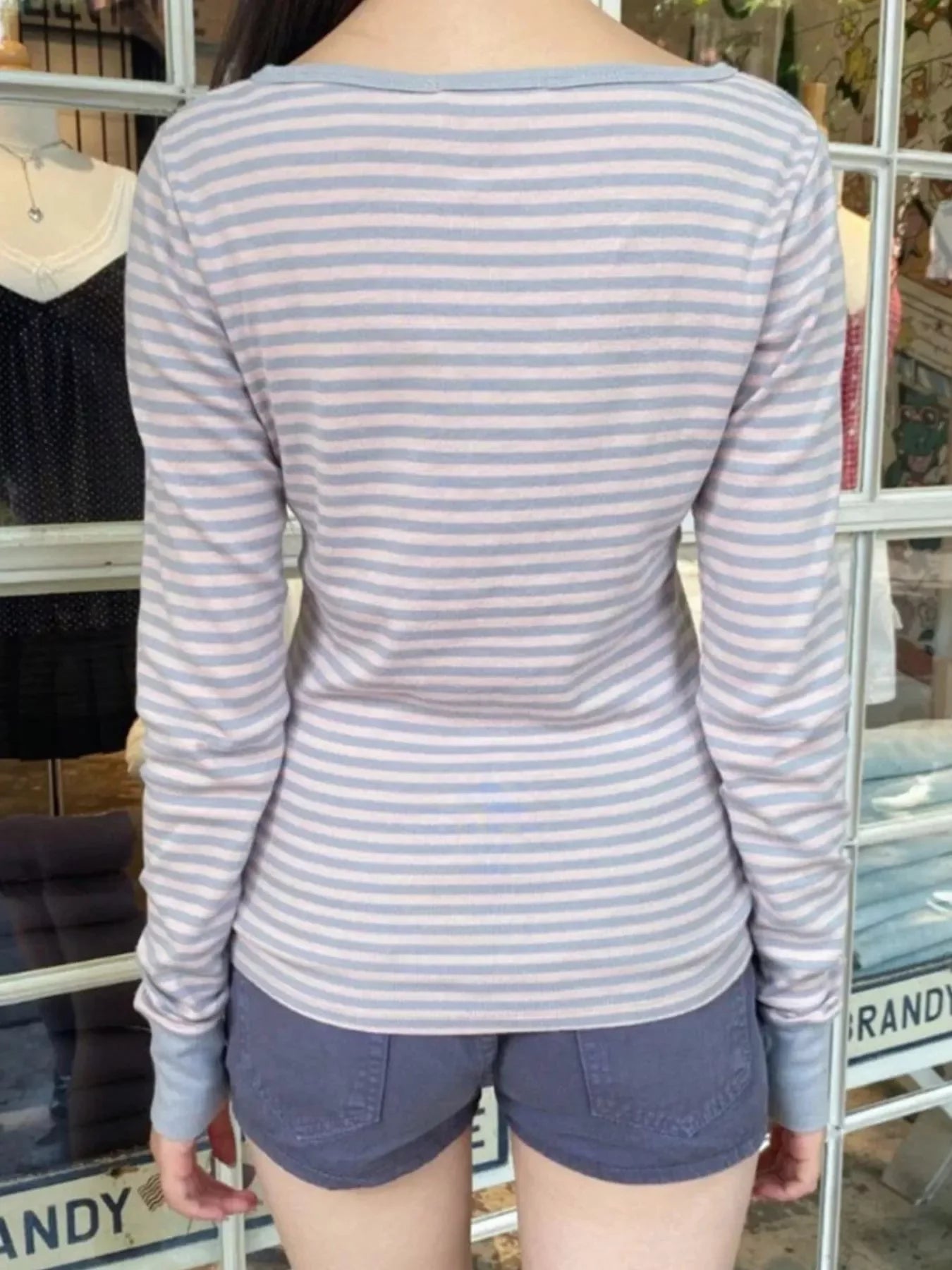 Striped Long Sleeve Henley T-Shirt - Southern Shores Clothing