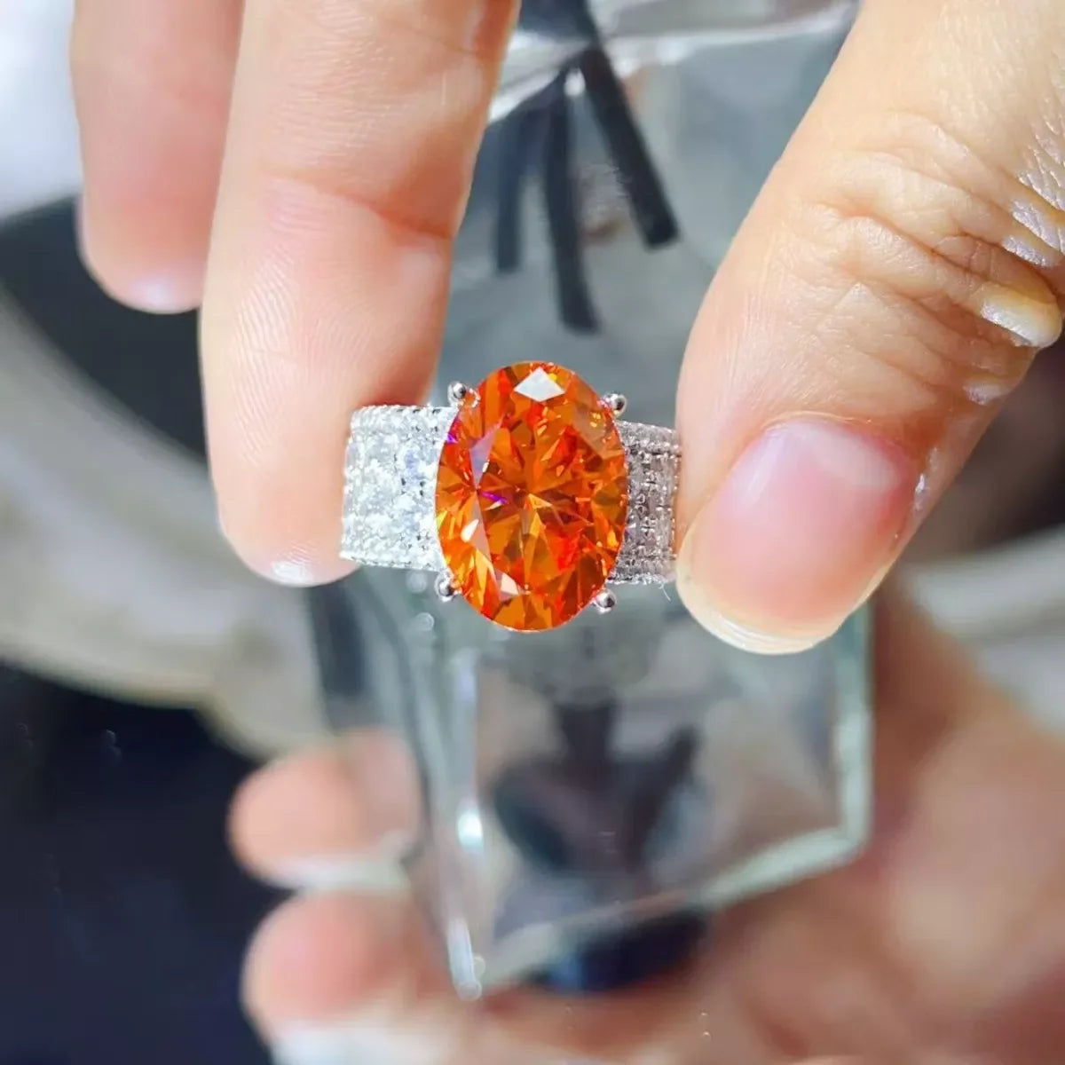 Orange Moissanite Ring With Certificate, 8 Carat - Southern Shores Clothing
