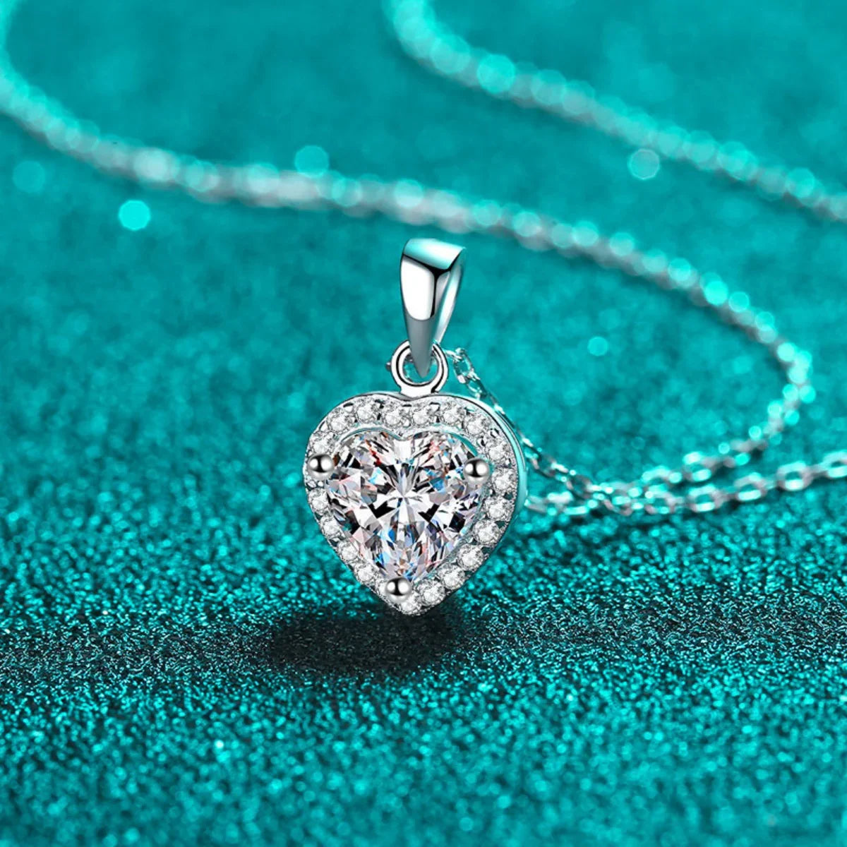 2 Carat Moissanite Heart Pendant Necklace Sterling Silver - Southern Shores Clothing