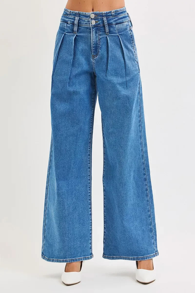 Plus Size Mid Rise Wide Leg Denim Jeans Classic - Southern Shores Clothing