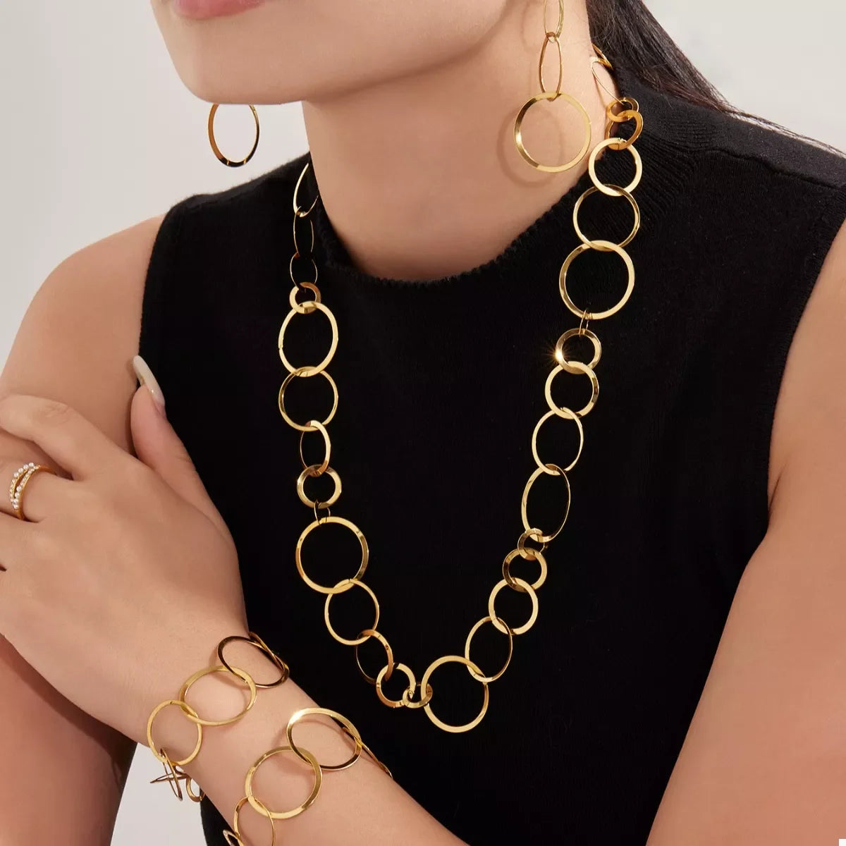 18K Gold-Plated Chain Link Statement Necklace - Southern Shores Clothing