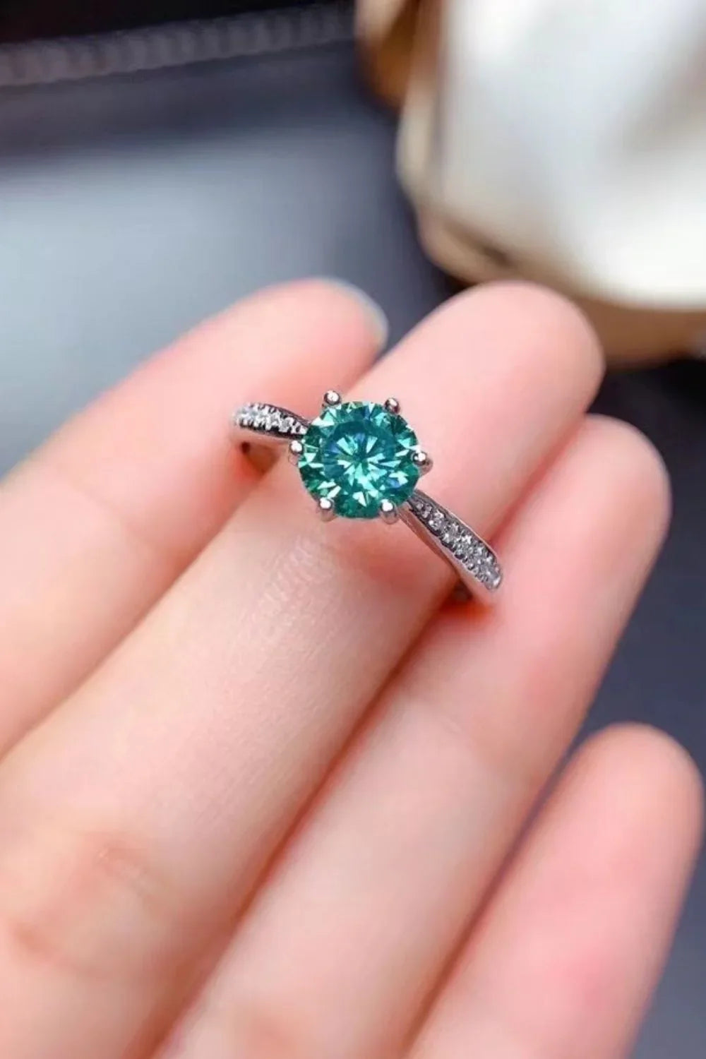 2 Carat Moissanite Sterling Silver Ring Platinum-Plated - Southern Shores Clothing