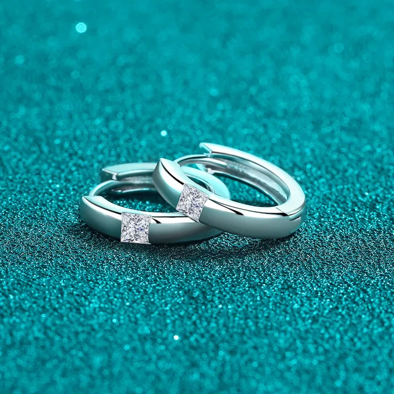 Sterling Silver Moissanite Huggie Earrings - Southern Shores Clothing