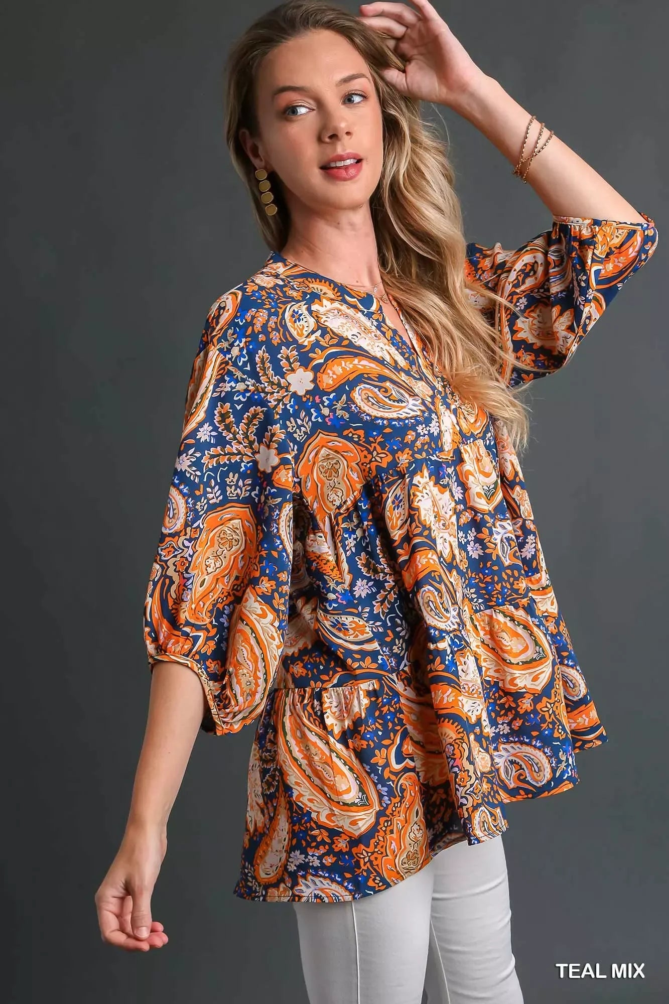 Paisley Boho Tunic Blouse With Relaxed Fit And Flowing Hem - Southern Shores Clothing