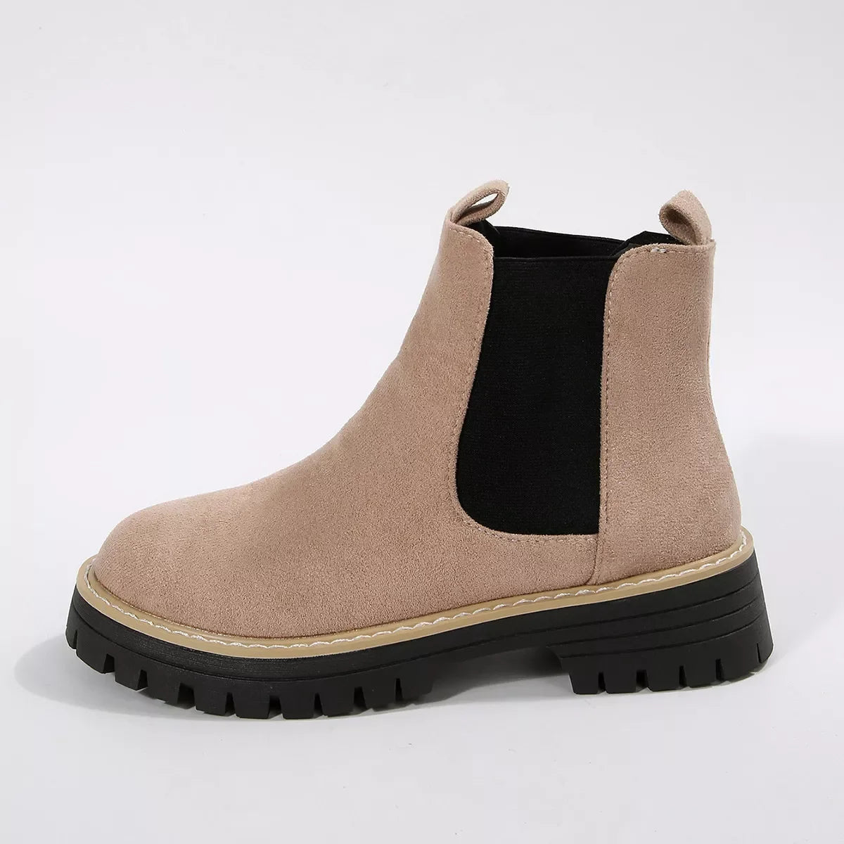 Round Toe Block Heel Boots Suede And Rubber - Southern Shores Clothing
