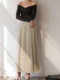 High-Waisted Midi Skirt Polyester Lightweight - Southern Shores Clothing
