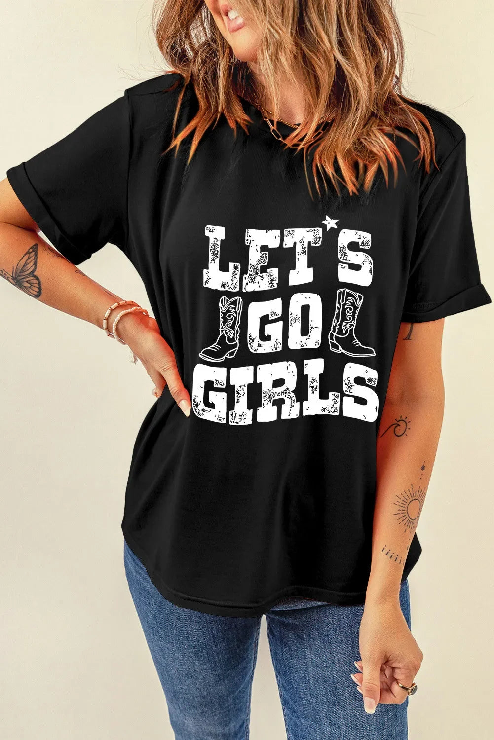 Letter Graphic Round Neck Short Sleeve T Shirt - Southern Shores Clothing