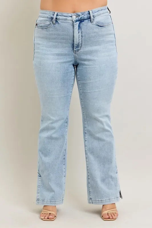 Plus Size Tummy Control Vintage Wash Slim Boot Jeans - Southern Shores Clothing