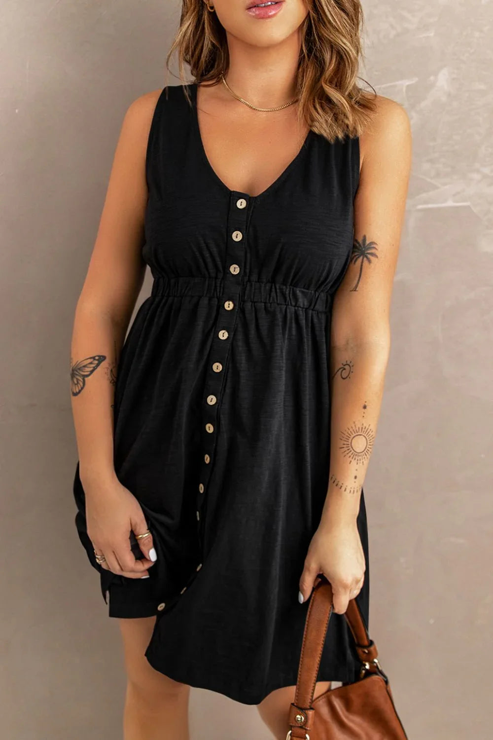 Casual Sleeveless Button Down Mini Magic Dress - Southern Shores Clothing