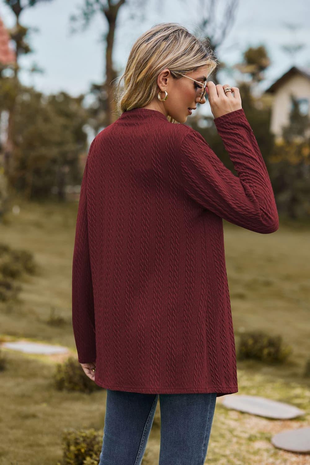 Open Front Long Sleeve Cardigan Casual Knit - Southern Shores Clothing