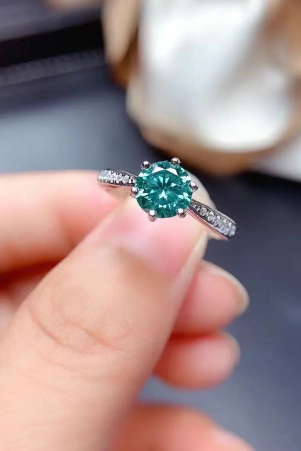 2 Carat Moissanite Sterling Silver Ring Platinum-Plated - Southern Shores Clothing