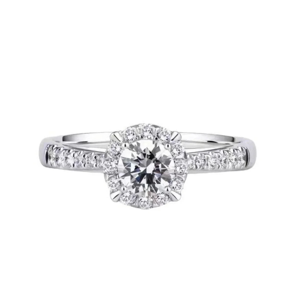 1 Carat Moissanite Halo Ring In Sterling Band Setting Crafted - Southern Shores Clothing