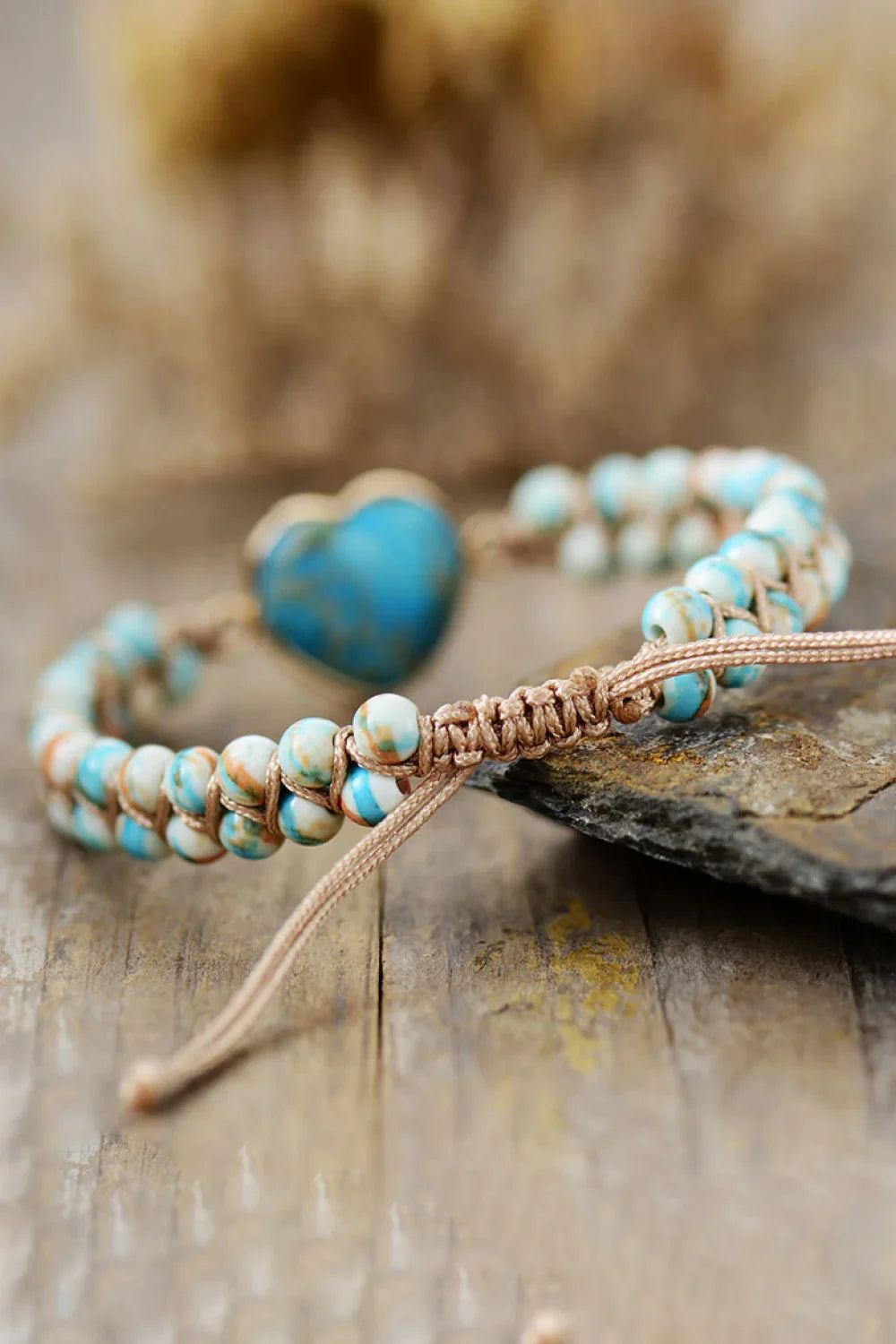 Heart Shaped Turquoise Stone Bracelet With Copper Bezel - Southern Shores Clothing