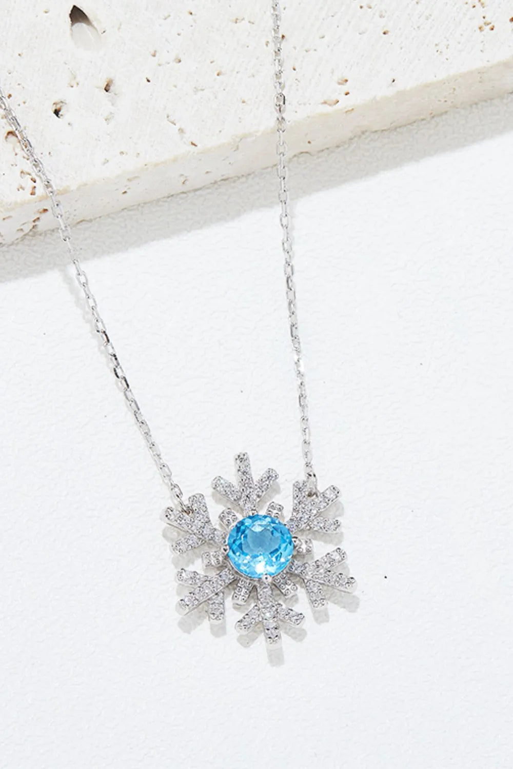 Southern Shores 925 Sterling Silver Topaz Snowflake Necklace