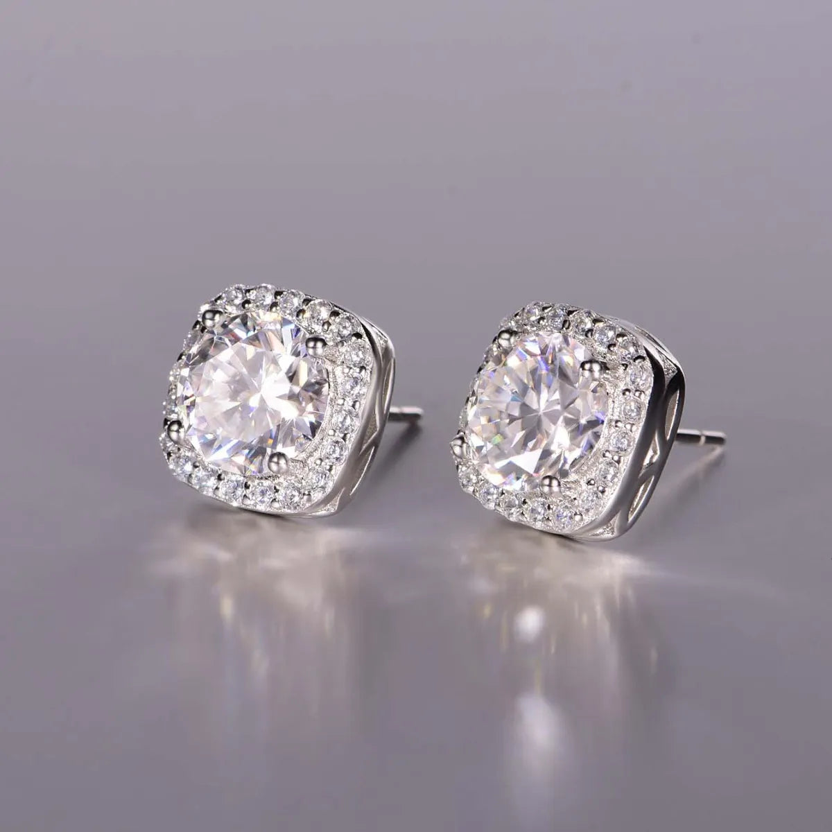 Southern Shores Platinum-Plated 2.4 Carat Moissanite Stud Earrings