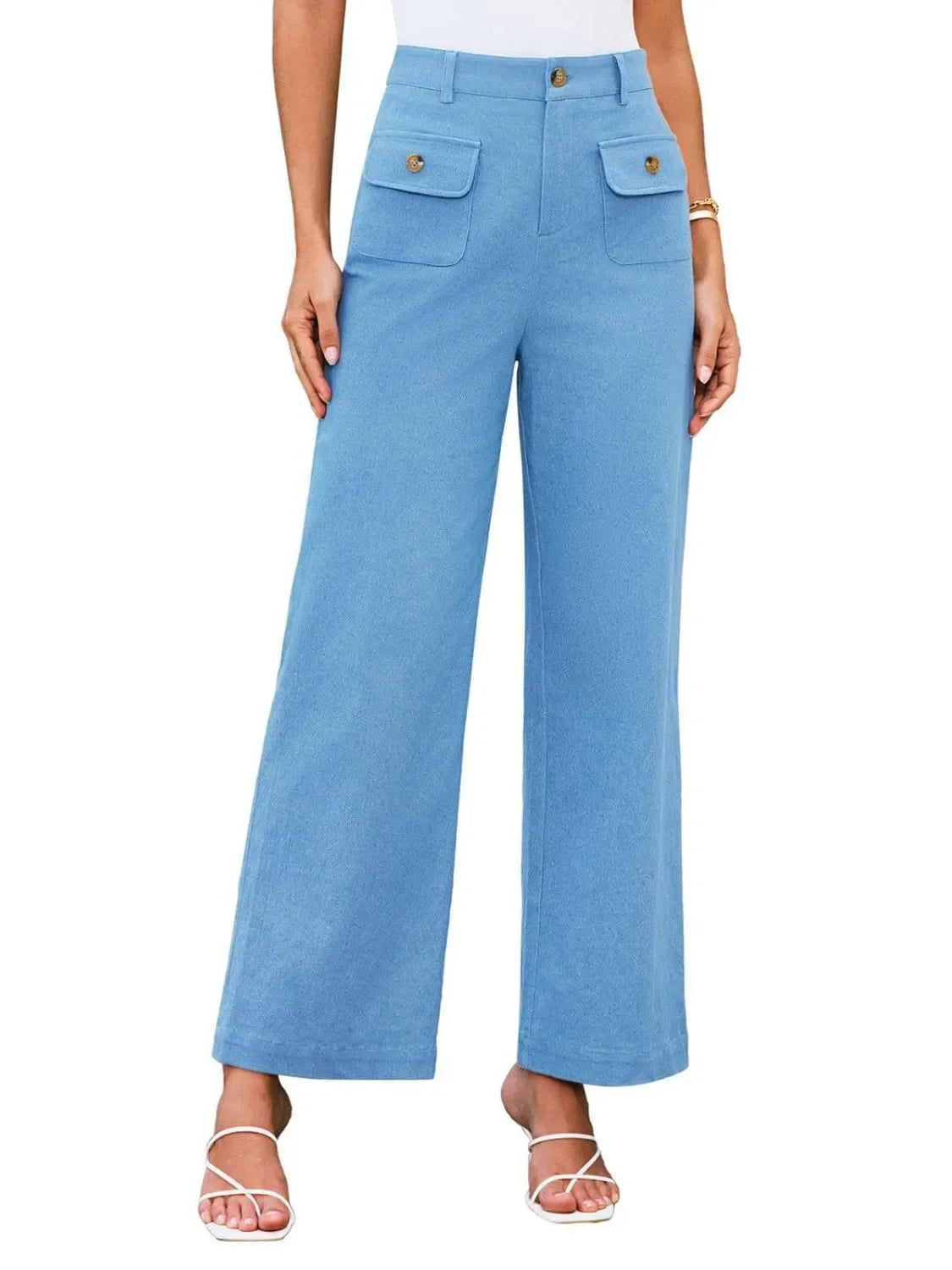 High Waist Wide Leg Relaxed Pants With Comfortable Fit - Southern Shores Clothing