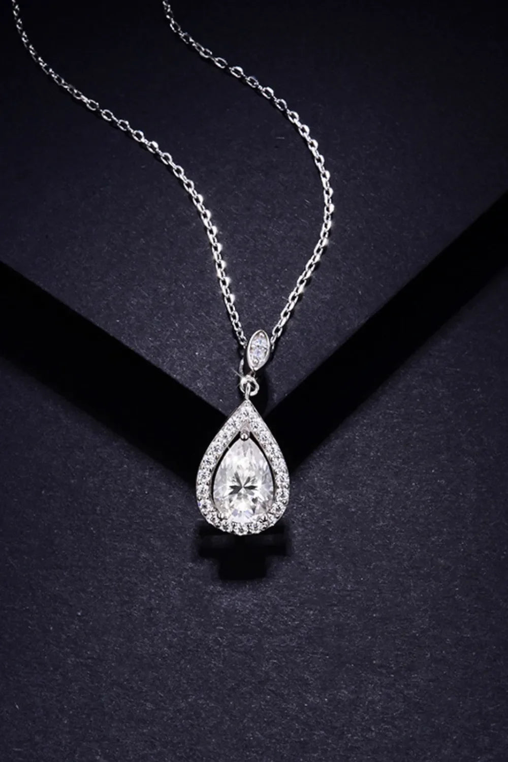 1.5 Carat Moissanite Teardrop Necklace Sterling Silver - Southern Shores Clothing