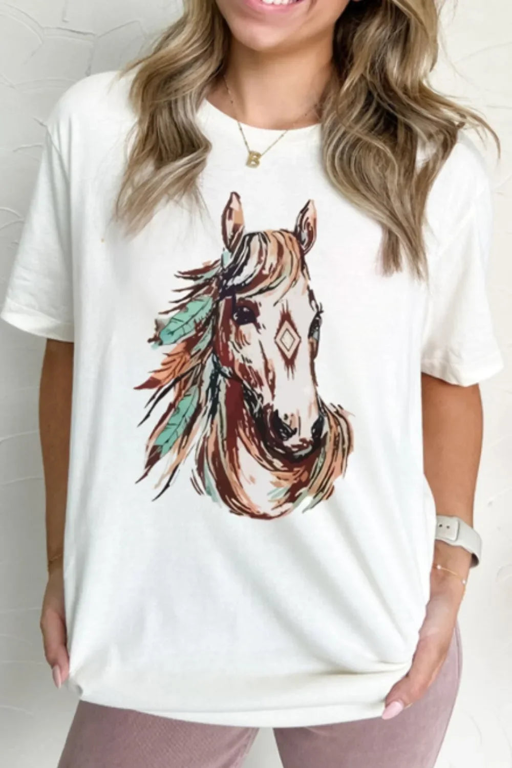 Western Aztec Horse Graphic Tee With Soft Stretch - Southern Shores Clothing