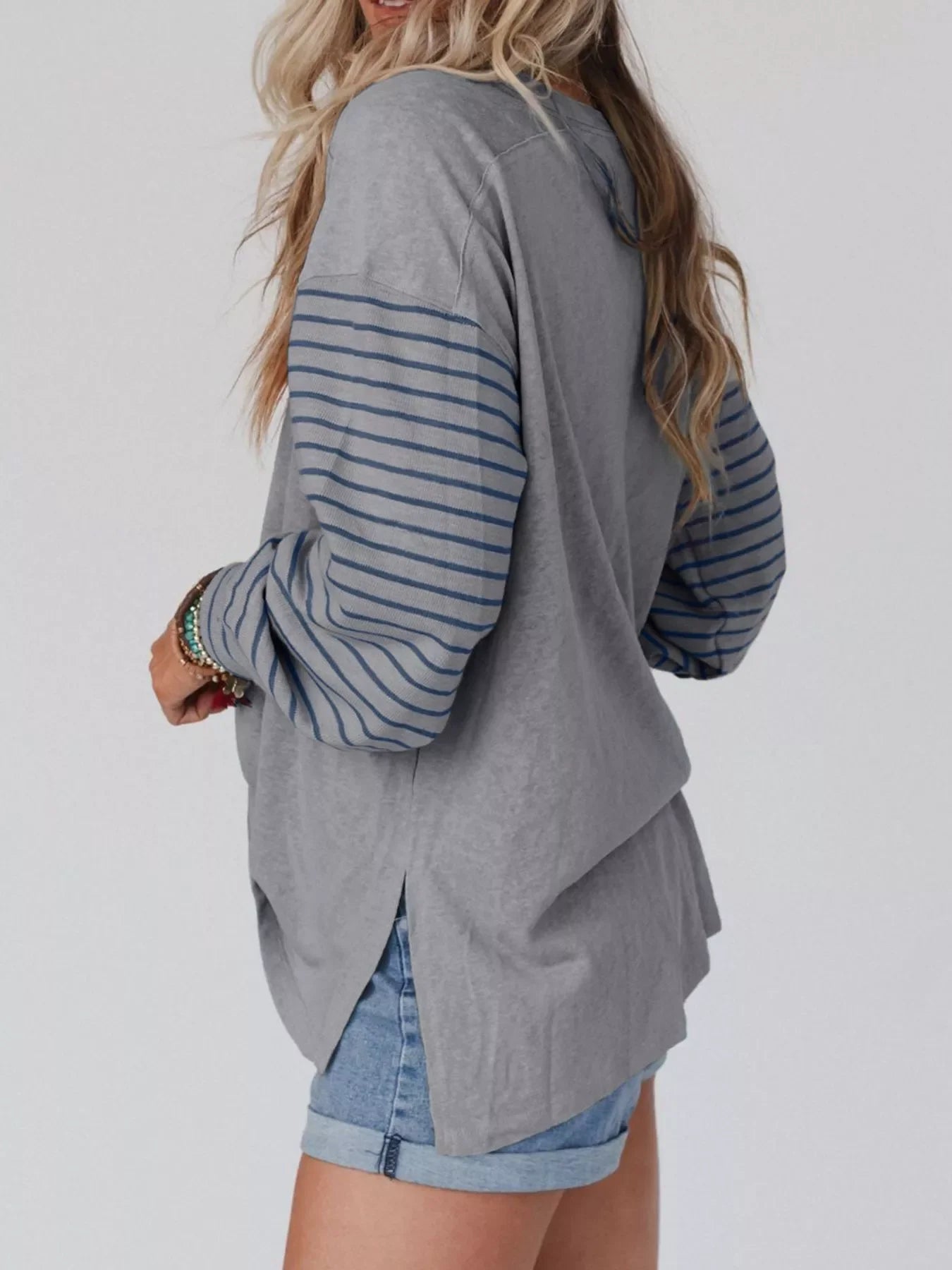 Striped Color Block Long Sleeve T-Shirt - Southern Shores Clothing