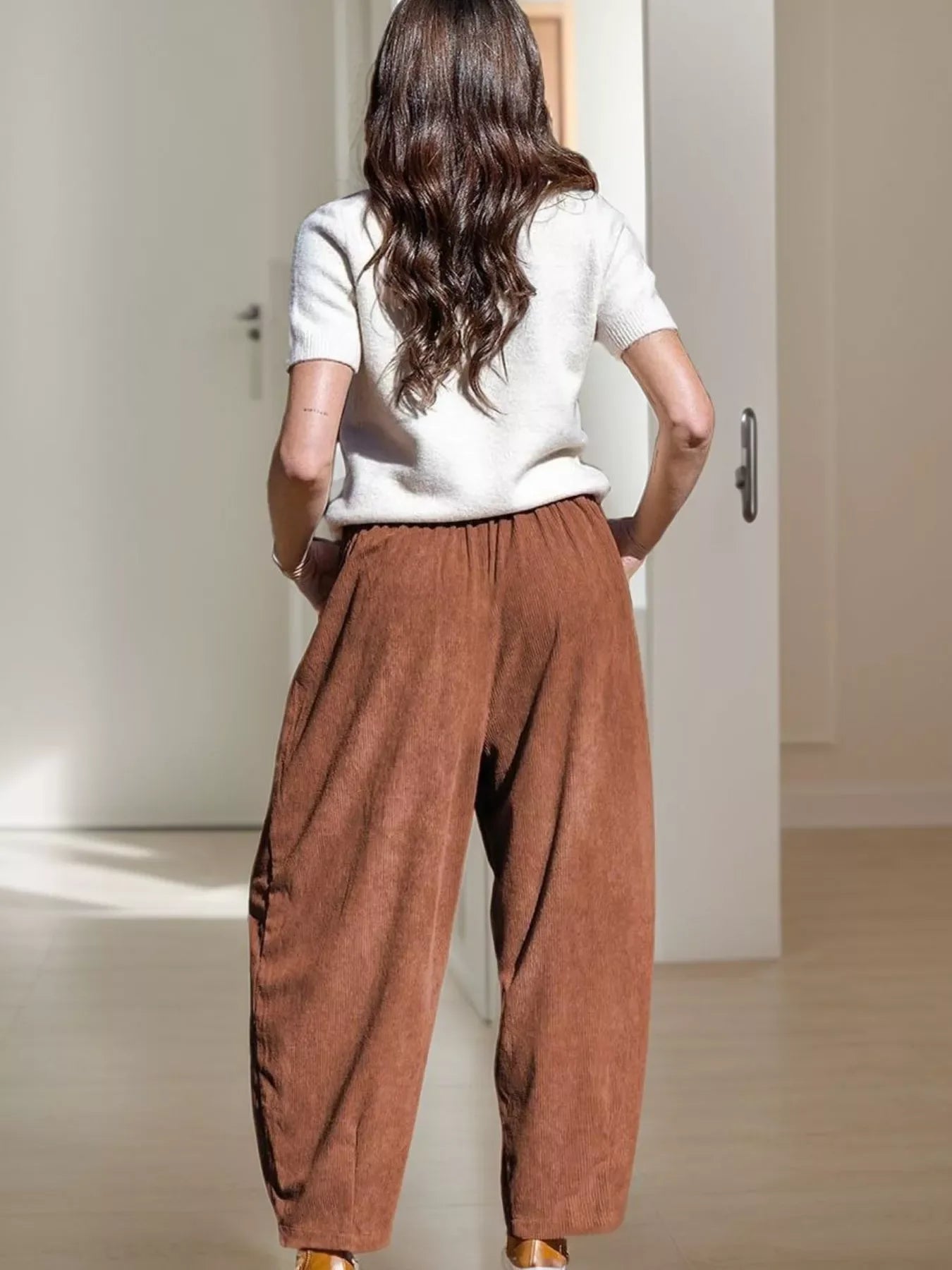 Casual Corduroy Wide Leg Pants With Pockets - Southern Shores Clothing