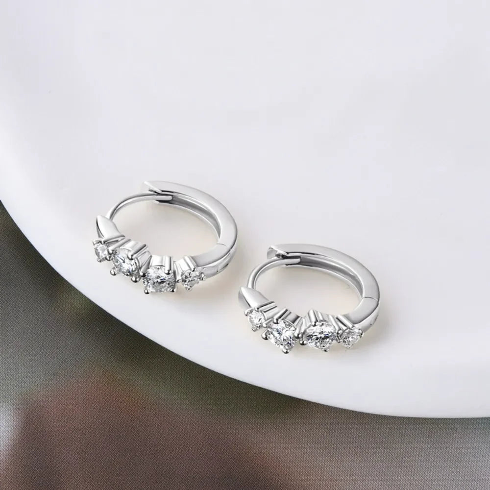 Sterling Silver Moissanite Huggie Earrings Lightweight - Southern Shores Clothing