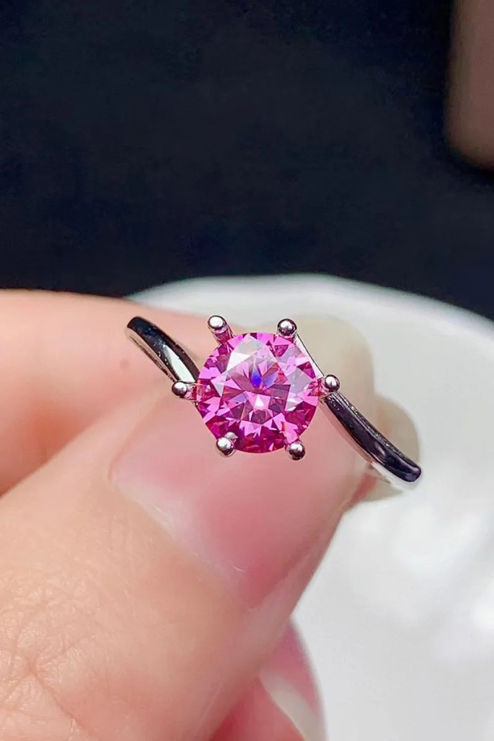 Minimalist 1 Carat Moissanite Ring Platinum-Plated - Southern Shores Clothing
