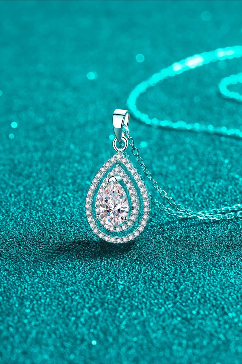 Moissanite Teardrop Pendant Necklace In Sterling Silver - Southern Shores Clothing