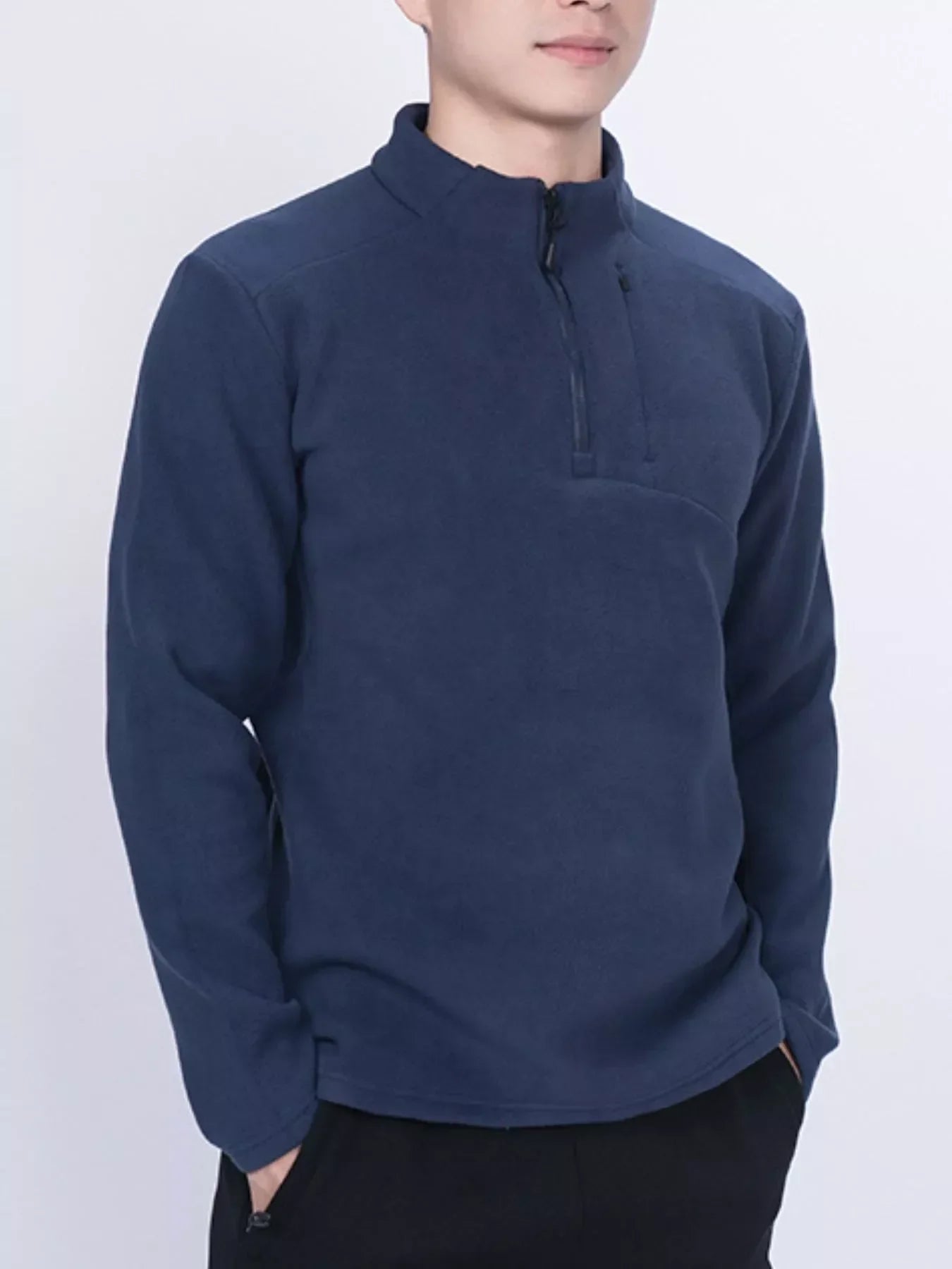 Plus Size Quarter-Zip Fleece Sweatshirt Lightweight