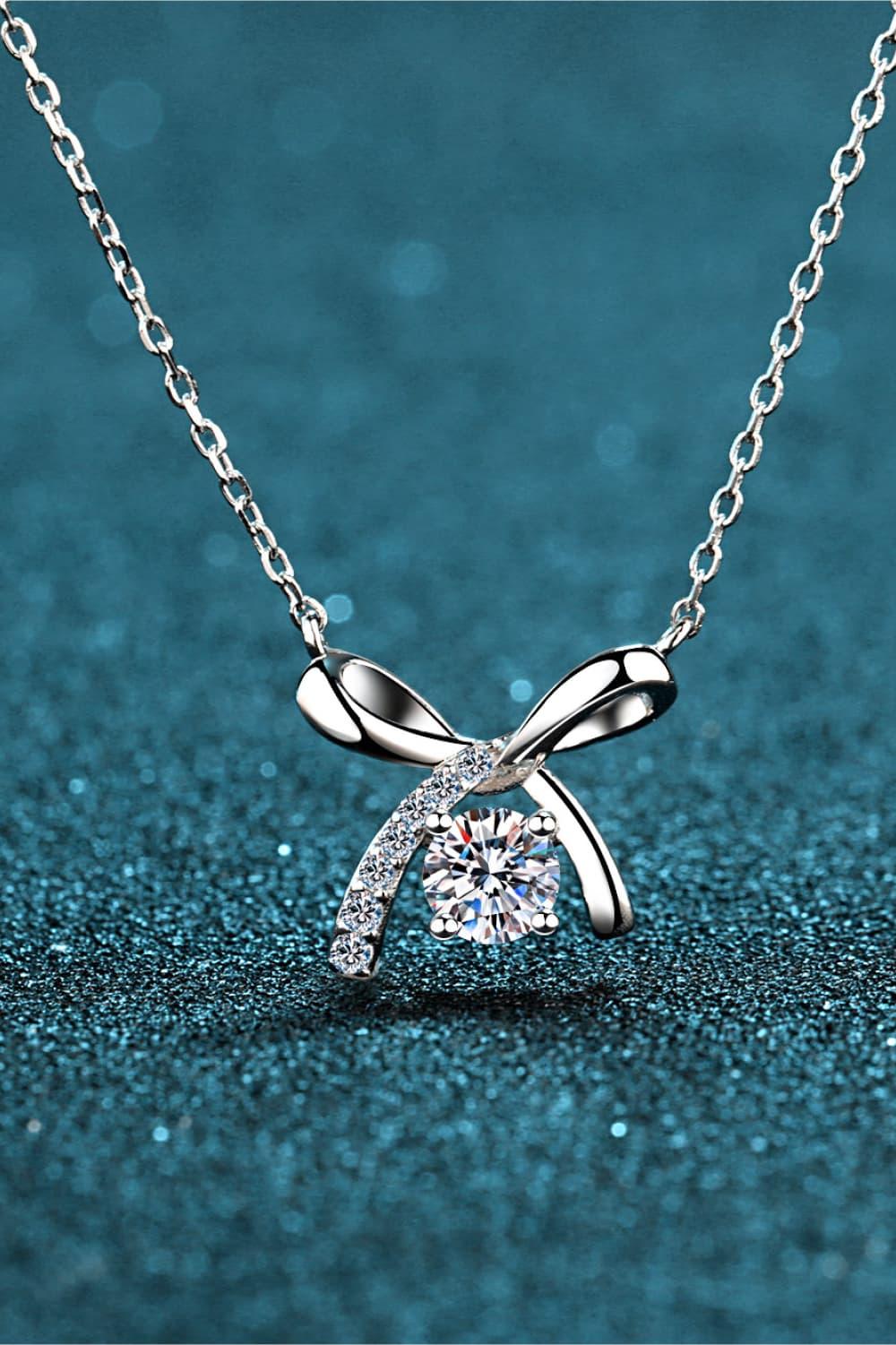 Rhodium-Plated Moissanite Sterling Silver Necklace - Southern Shores Clothing