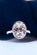Minimalist Moissanite Halo Ring Platinum-Plated Silver - Southern Shores Clothing