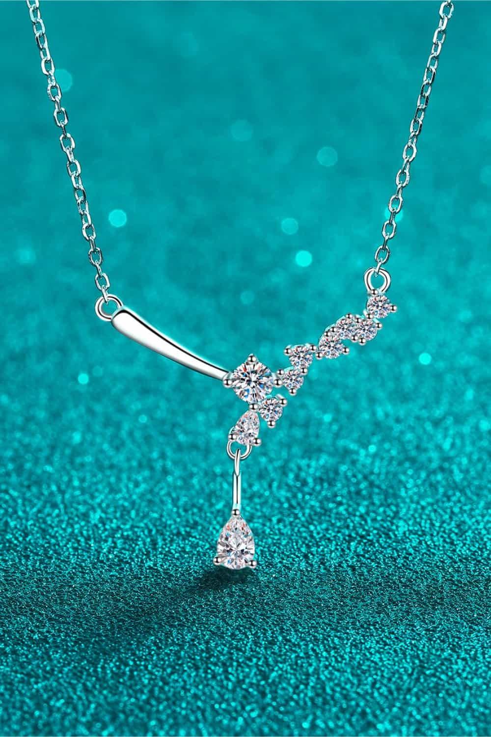 1 Carat Moissanite Necklace Rhodium Plated Sterling Silver - Southern Shores Clothing