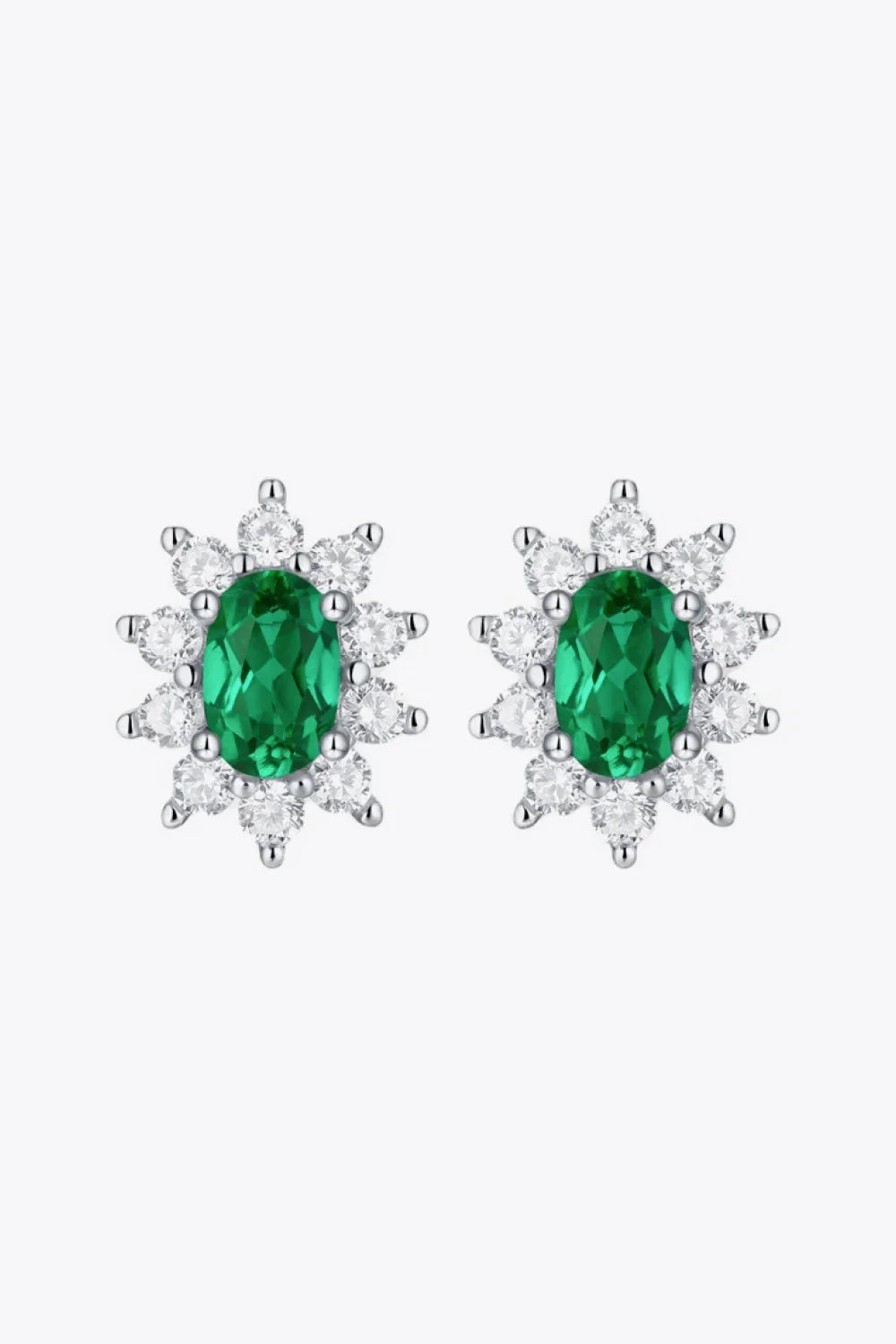 1 Carat Lab-Grown Emerald Sterling Silver Stud Earrings - Southern Shores Clothing